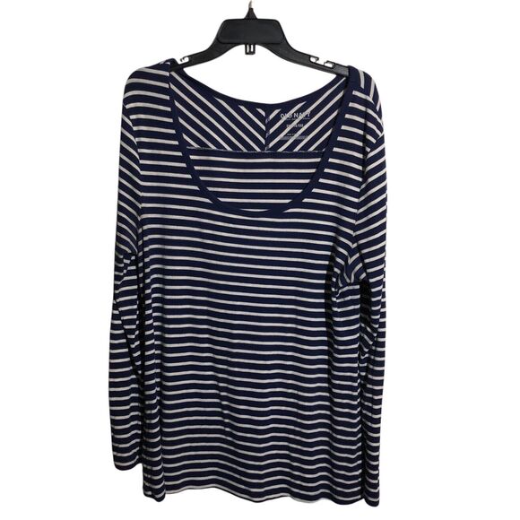 Old Navy Women's Blue Stripe Stretch Crew Neck Long Sleeves Henley Shirt Small - Picture 4 of 8